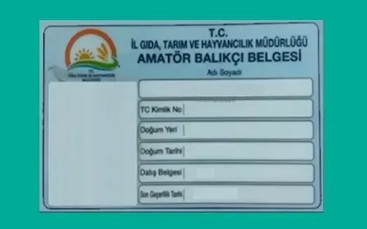 Boş amatör balıkçılık belgesi ve belge örneği görseli