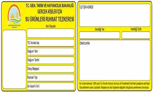Su Ürünleri Ruhsat Tezkeresi Ücreti 2026 | Sarı Kağıt 1 su urunleri ruhsat tezkeresi 2026 evrak bedeli