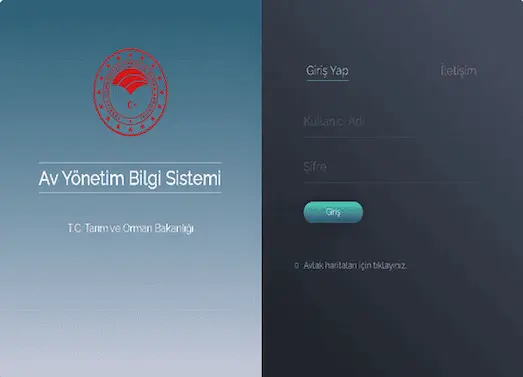 Av Yönetim Bilgi Sistemi (AVBİS) giriş ekranı.