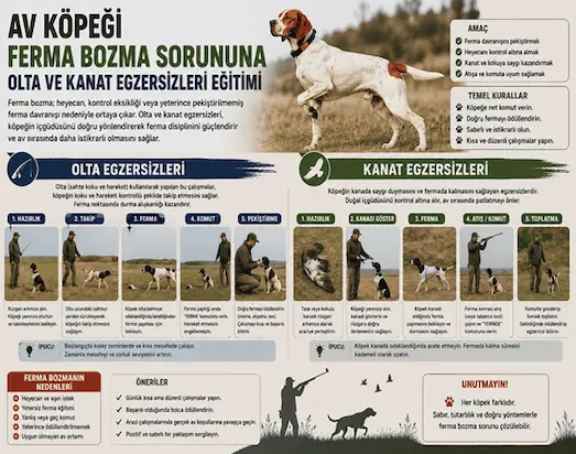 Kuşçu köpeklerinde Ferma bozma sorununa karşı av köpeği olta ve kanat egzersizleri eğitimi